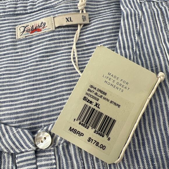 Faherty Blue Mini Stripe Isha Dress XL - Picture 4 of 13